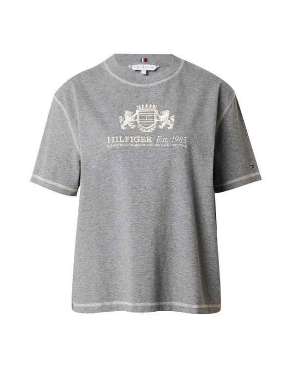 TOMMY HILFIGER TOMMY HILFIGER Majica 'NEAT'  siva / bela
