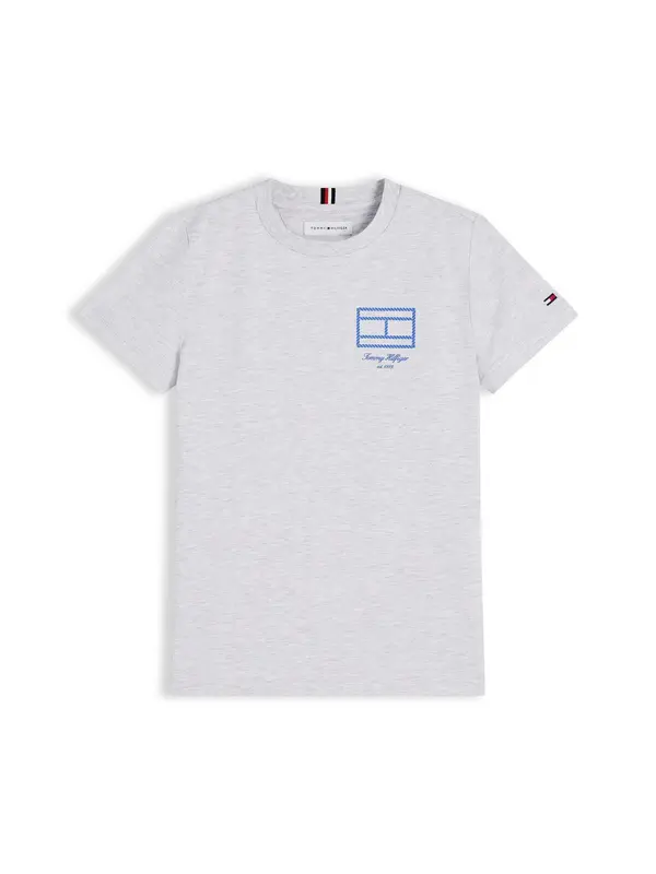 TOMMY HILFIGER TOMMY HILFIGER Majica 'Outline Flag Logo'  modra / pegasto siva