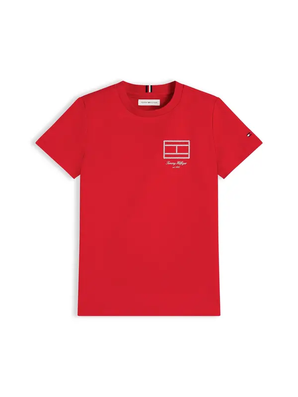 TOMMY HILFIGER TOMMY HILFIGER Majica 'Outline Flag Logo'  rdeča / bela