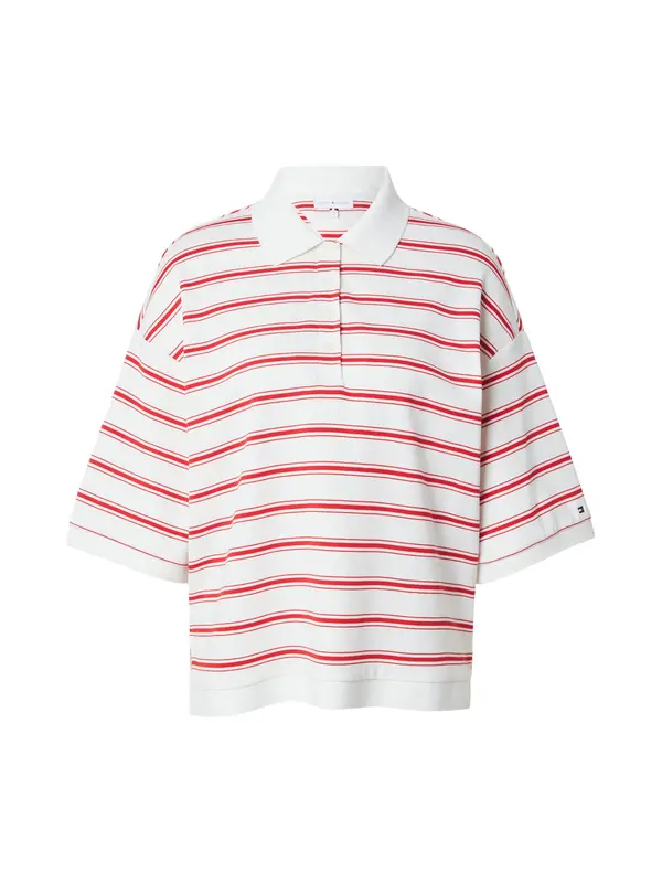 TOMMY HILFIGER TOMMY HILFIGER Majica 'Oversized Fit Stripe'  rdeča / bela