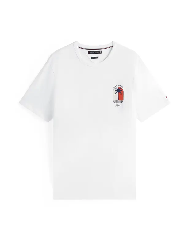 TOMMY HILFIGER TOMMY HILFIGER Majica 'Palm Tree'  nočno modra / svetlo rdeča / bela