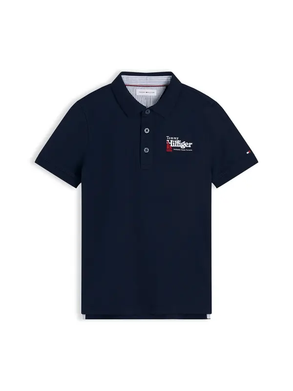TOMMY HILFIGER TOMMY HILFIGER Majica 'Regular Fit Graphic Embroidery'  mornarska / rdeča / bela