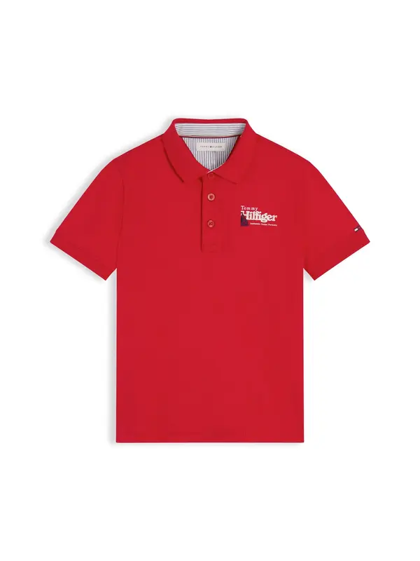 TOMMY HILFIGER TOMMY HILFIGER Majica 'Regular Fit Graphic Embroidery'  rdeča / bela