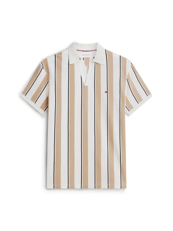 TOMMY HILFIGER TOMMY HILFIGER Majica 'Relaxed Fit Stripe Crepe'  kamela / slonovina / črna