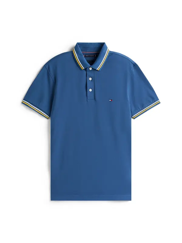 TOMMY HILFIGER TOMMY HILFIGER Majica 'Slim Fit Tipped'  modra / bela