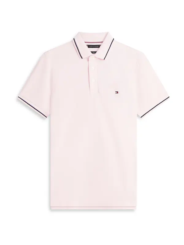 TOMMY HILFIGER TOMMY HILFIGER Majica 'Slim Fit Tipped'  pastelno roza / rdeča / črna / bela