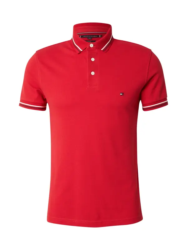 TOMMY HILFIGER TOMMY HILFIGER Majica 'Slim Fit Tipped'  rdeča / vinsko rdeča / bela