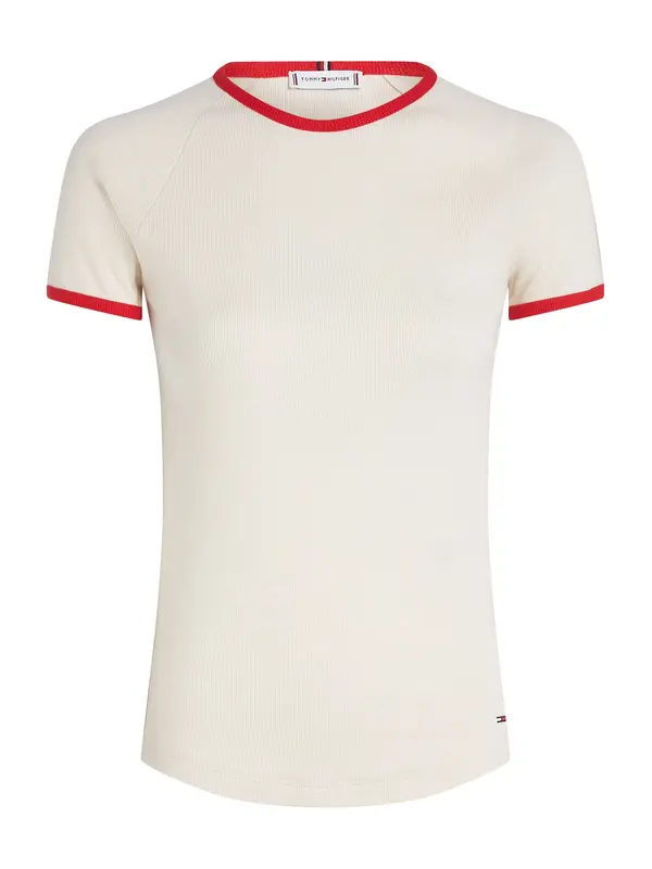 TOMMY HILFIGER TOMMY HILFIGER Majica  svetlo bež / rdeča