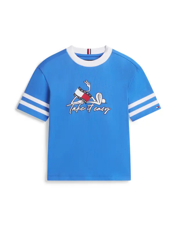 TOMMY HILFIGER TOMMY HILFIGER Majica 'Take It Easy'  azur / rdeča / bela