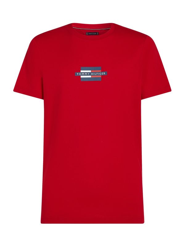 TOMMY HILFIGER TOMMY HILFIGER Majica  temno modra / krvavo rdeča / bela