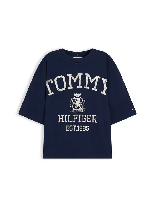 TOMMY HILFIGER TOMMY HILFIGER Majica 'VARSITY CREST'  bež / mornarska