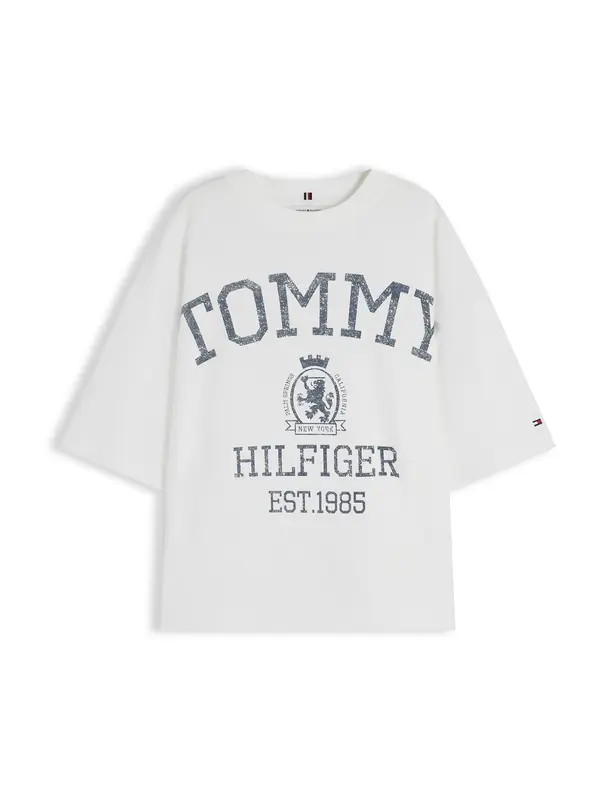 TOMMY HILFIGER TOMMY HILFIGER Majica 'VARSITY CREST'  opal / bela