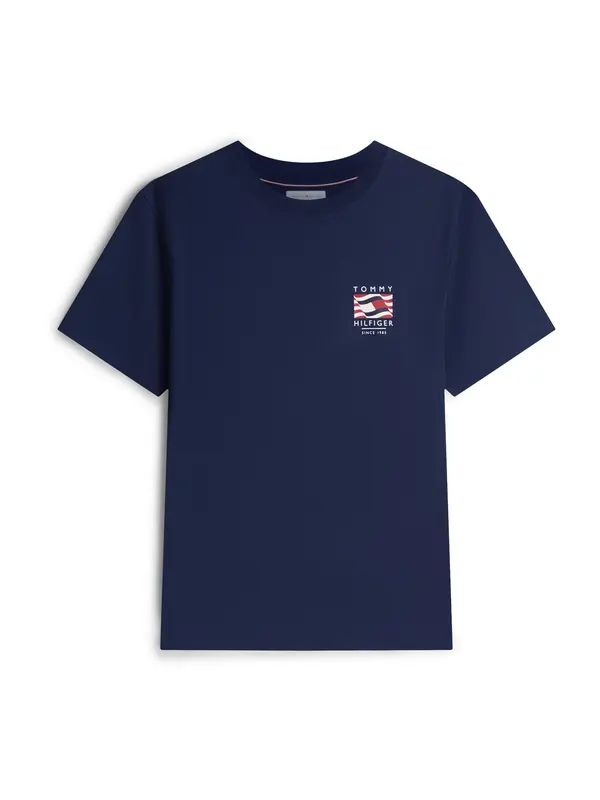 TOMMY HILFIGER TOMMY HILFIGER Majica 'Wavy Flag'  mornarska / rdeča / bela