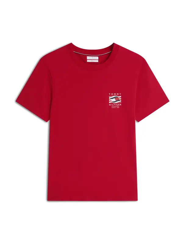 TOMMY HILFIGER TOMMY HILFIGER Majica 'Wavy Flag'  mornarska / rdeča / ognjeno rdeča / bela