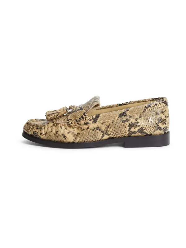 TOMMY HILFIGER TOMMY HILFIGER Mokasini 'Snake Print Tassel'  bež / črna
