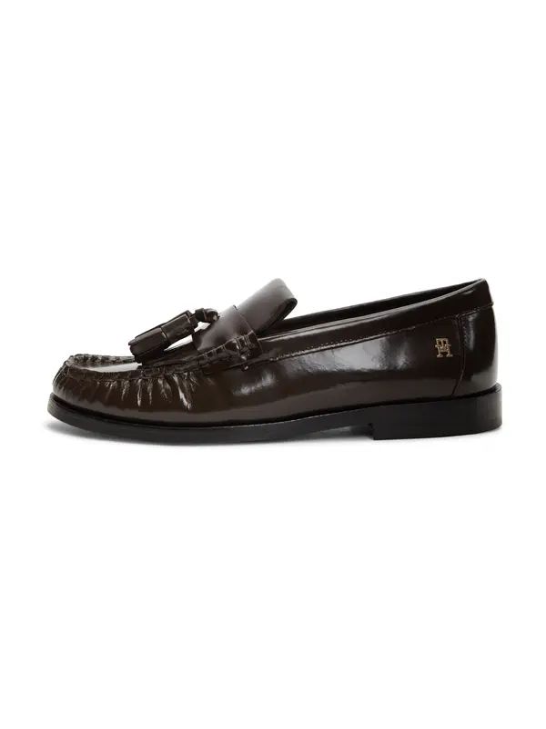 TOMMY HILFIGER TOMMY HILFIGER Mokasini 'TH Monogram Tassel'  temno rjava