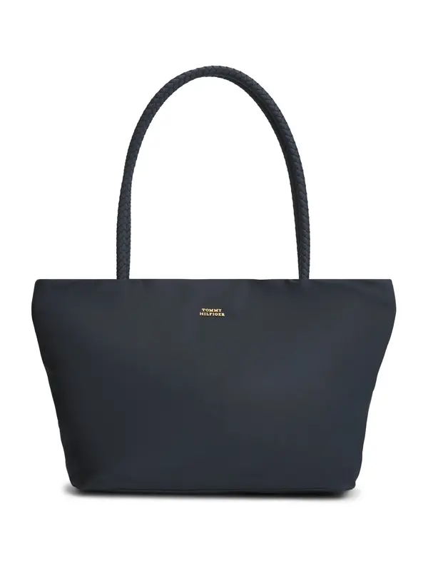TOMMY HILFIGER TOMMY HILFIGER Nakupovalna torba 'Braided Handle Hobo Tote'  črna