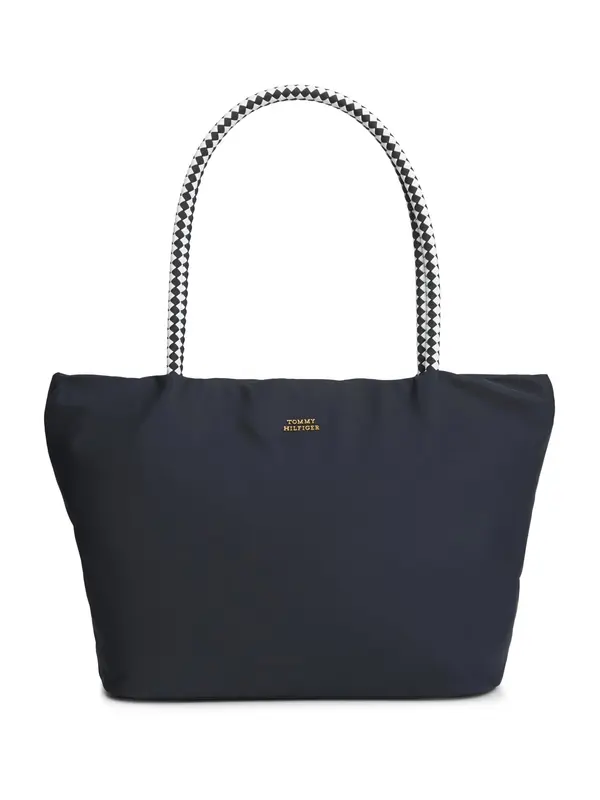 TOMMY HILFIGER TOMMY HILFIGER Nakupovalna torba 'Braided Handle Hobo Tote'  mornarska