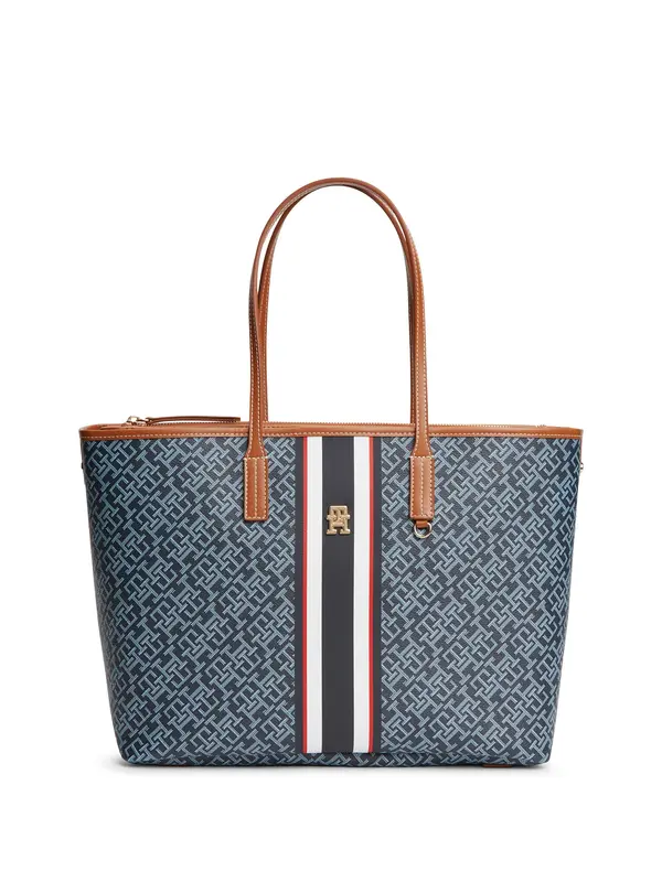 TOMMY HILFIGER TOMMY HILFIGER Nakupovalna torba 'Monoplay'  marine / opal / konjak / bela