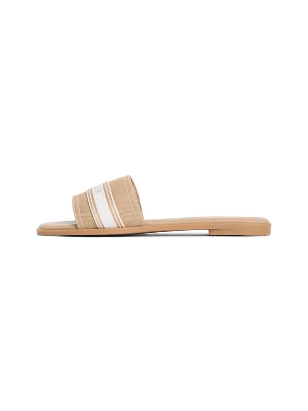 TOMMY HILFIGER TOMMY HILFIGER Nizki natikači  kaki / bela