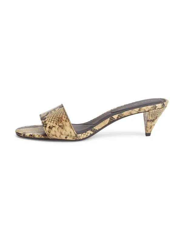 TOMMY HILFIGER TOMMY HILFIGER Nizki natikači 'Snake Print Heeled'  bež / čokolada
