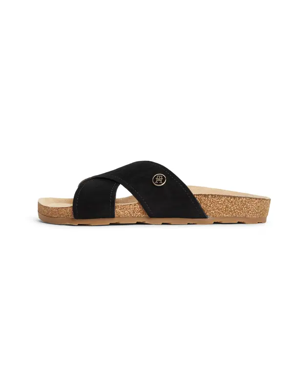 TOMMY HILFIGER TOMMY HILFIGER Nizki natikači 'Strap Cork'  črna