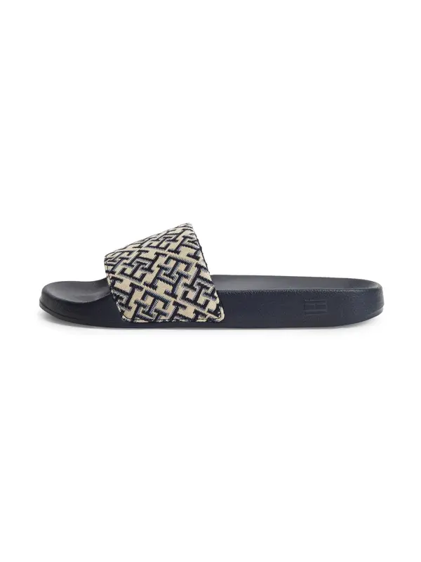 TOMMY HILFIGER TOMMY HILFIGER Nizki natikači 'TH Monogram Pool'  bež / modra / mornarska
