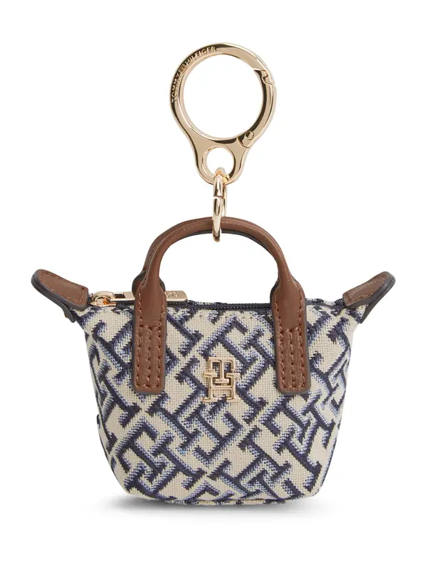 TOMMY HILFIGER TOMMY HILFIGER Obesek za ključe 'TH Monogram Plaque'  modra / mornarska / rjava / bela