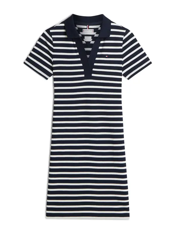TOMMY HILFIGER TOMMY HILFIGER Obleka '1985 Slim Mini Short Sleeve'  nočno modra / bela