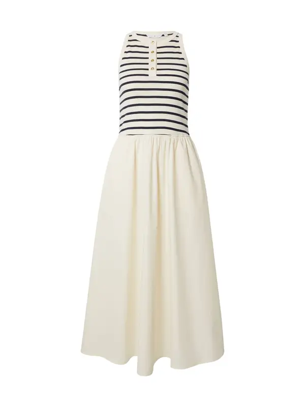TOMMY HILFIGER TOMMY HILFIGER Obleka 'Gold-tone Button Sleeveless Maxi'  kremna / mornarska