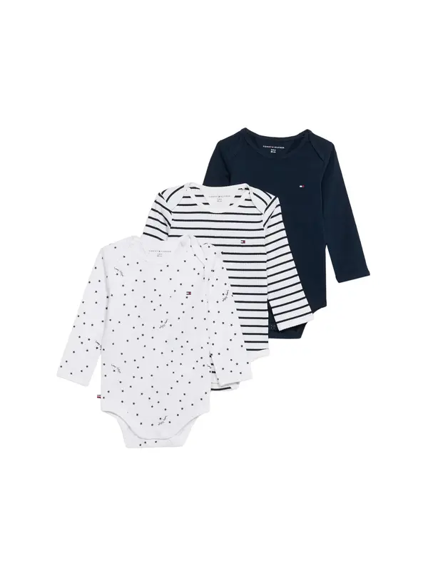 TOMMY HILFIGER TOMMY HILFIGER Pajac/bodi 'Essential Long Sleeve Bodysuits'  mornarska / bela