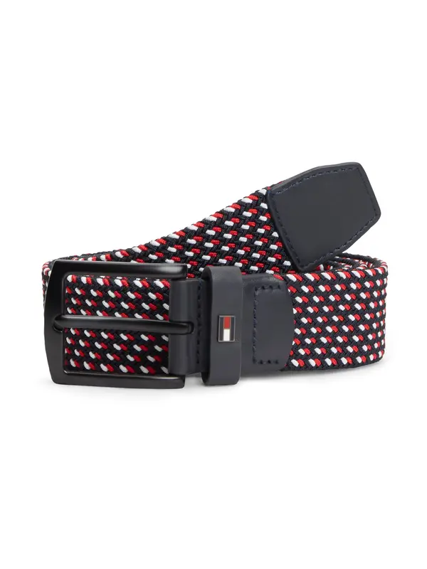 TOMMY HILFIGER TOMMY HILFIGER Pas 'Denton Braided Webbing Elastic'  temno modra / rdeča / bela