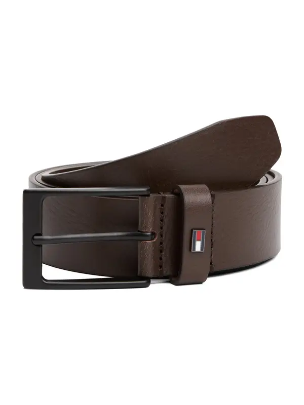 TOMMY HILFIGER TOMMY HILFIGER Pas 'Enamel Flag Rectangular Buckle'  temno rjava