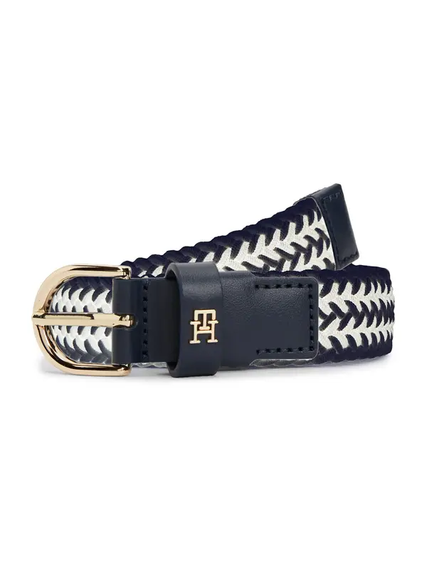 TOMMY HILFIGER TOMMY HILFIGER Pas 'Essential TH Monogram Braided Elastic'  mornarska / off-bela