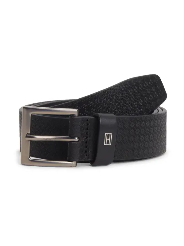 TOMMY HILFIGER TOMMY HILFIGER Pas 'Flag Plaque Embossed'  črna
