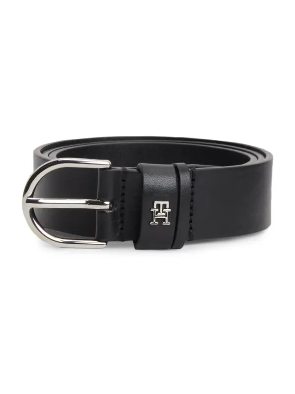 TOMMY HILFIGER TOMMY HILFIGER Pas 'Rounded Buckle TH Monogram'  črna