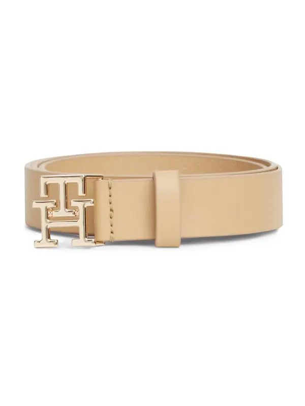 TOMMY HILFIGER TOMMY HILFIGER Pas 'TH Monogram Plaque Buckle'  bež