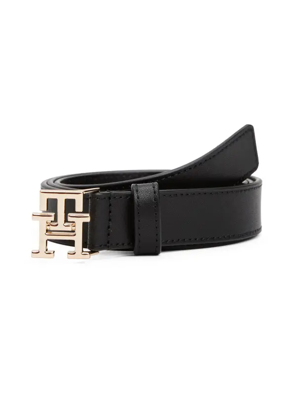 TOMMY HILFIGER TOMMY HILFIGER Pas 'TH Monogram Plaque Buckle'  črna