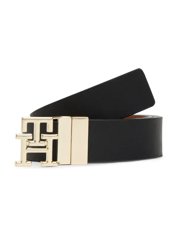 TOMMY HILFIGER TOMMY HILFIGER Pas 'TH Monogram Plaque Buckle Reversible'  konjak / črna