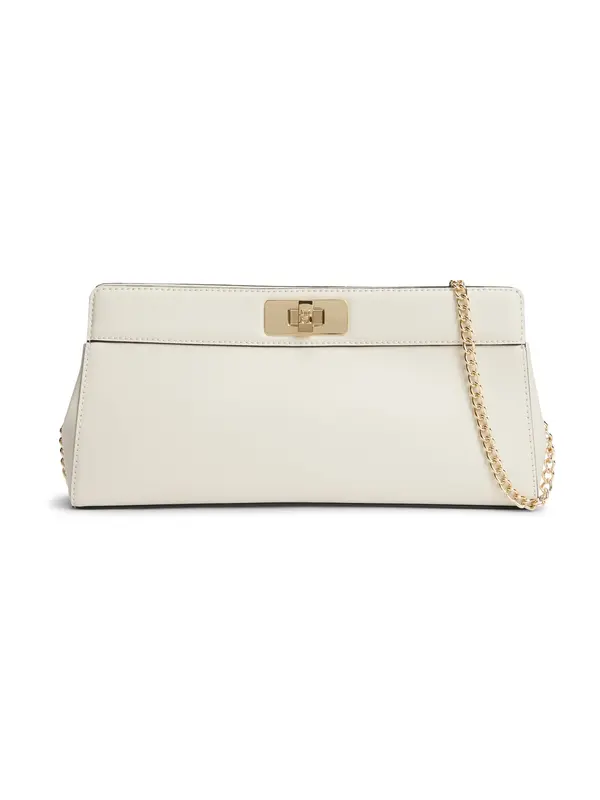 TOMMY HILFIGER TOMMY HILFIGER Pisemska torbica 'Modern Chain TH Monogram Clasp Clutch'  kremna