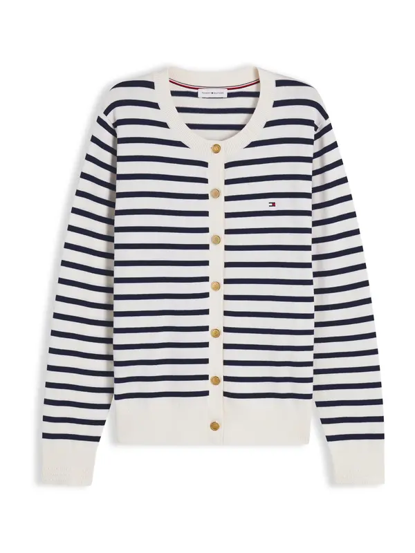TOMMY HILFIGER TOMMY HILFIGER Pletena jopa 'Fine'  svetlo bež / mornarska
