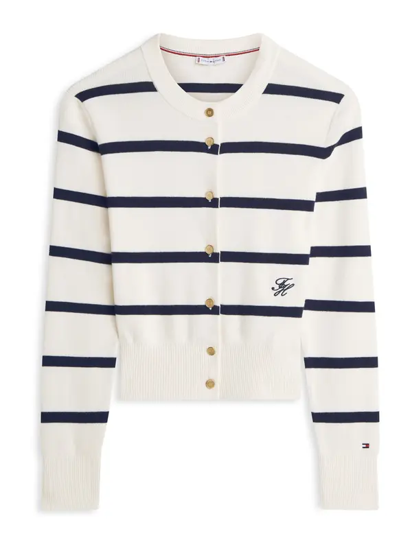 TOMMY HILFIGER TOMMY HILFIGER Pletena jopa  kremna / mornarska