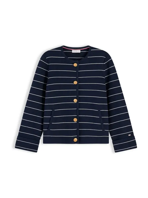 TOMMY HILFIGER TOMMY HILFIGER Pletena jopa  kremna / temno modra