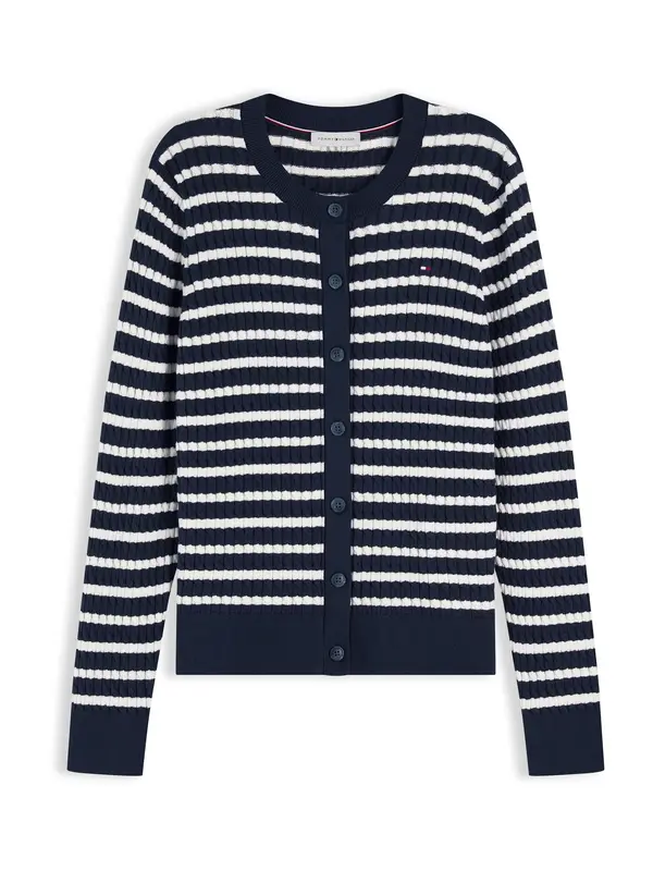 TOMMY HILFIGER TOMMY HILFIGER Pletena jopa 'Mini Cable'  mornarska / bela