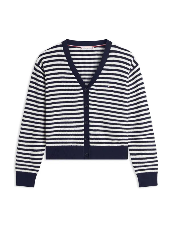 TOMMY HILFIGER TOMMY HILFIGER Pletena jopa  mornarska / bela