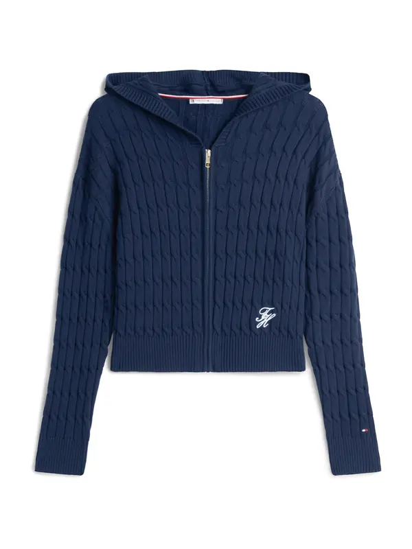 TOMMY HILFIGER TOMMY HILFIGER Pletena jopa  mornarska / bela
