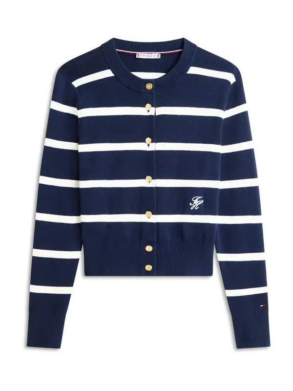 TOMMY HILFIGER TOMMY HILFIGER Pletena jopa  mornarska / bela