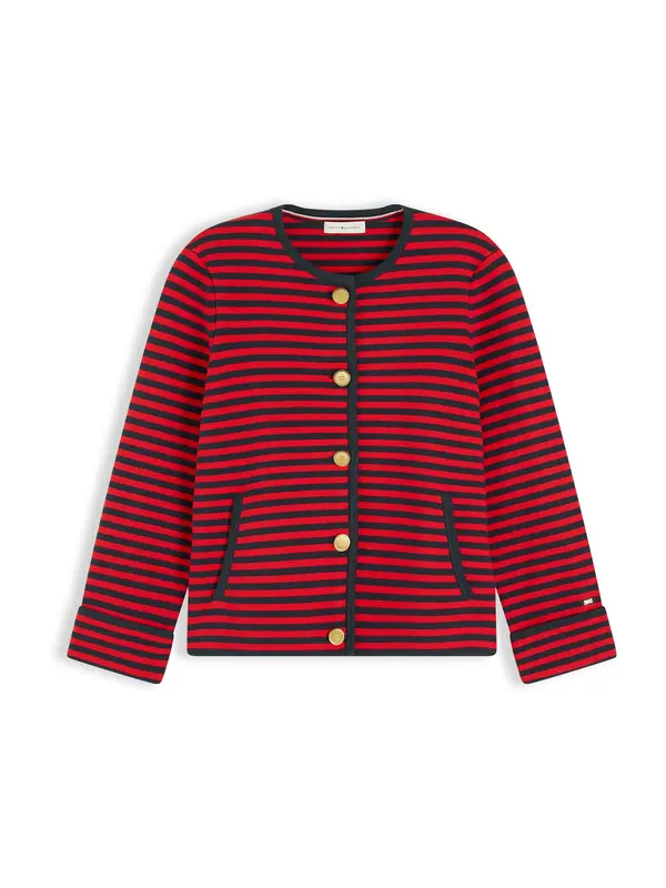 TOMMY HILFIGER TOMMY HILFIGER Pletena jopa  nočno modra / rdeča