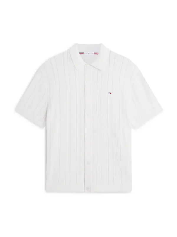 TOMMY HILFIGER TOMMY HILFIGER Pletena jopa 'Relaxed Pointelle Short Sleeve With'  bela