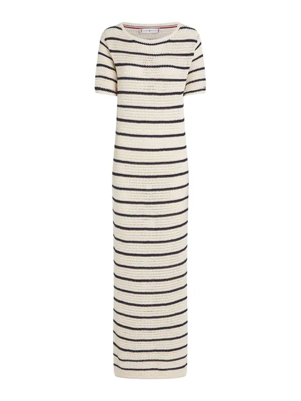 TOMMY HILFIGER TOMMY HILFIGER Pletena obleka 'POINTELLE'  slonovina / marine